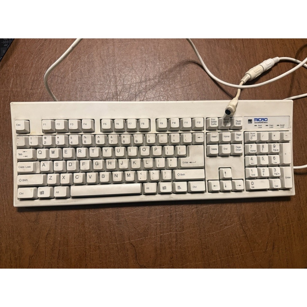 Vintage Micro Innovations KB‑2961 PS/2 Keyboard w/ 6‑Pin Adapter — Tested Works